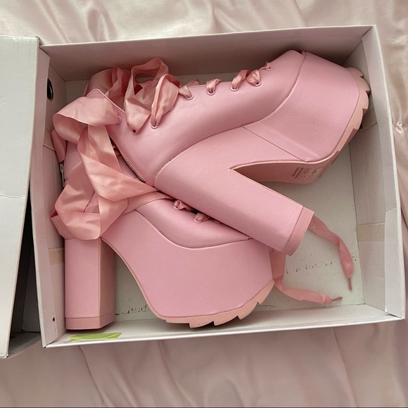 Y.R.U. x Dolls Kill Pink Ballet Bae Platforms - Picture 2 of 13